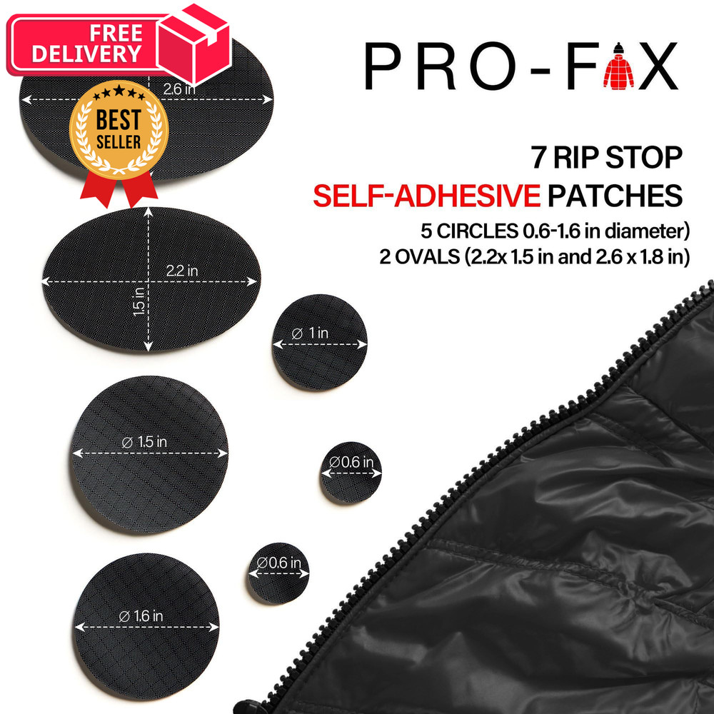 Self-Adhesive Waterproof Repair Patch Kit - 30-Second Fix for Down Black