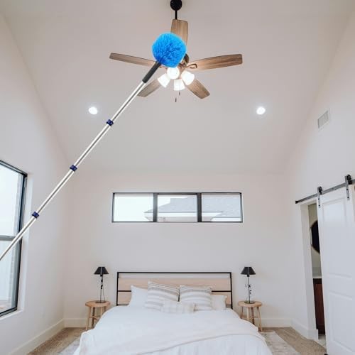 23FT High Reach Cobweb Duster with Extension Pole, Spider Web Brush with