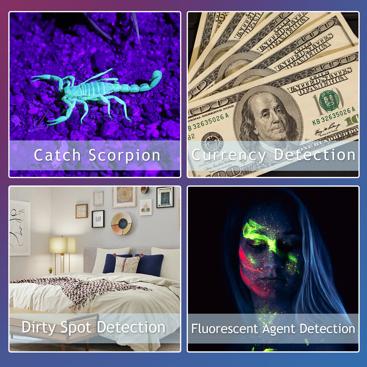 UV Flashlight Black Light Super Bright 120000lm Torch Ultra Violet Lamp LED