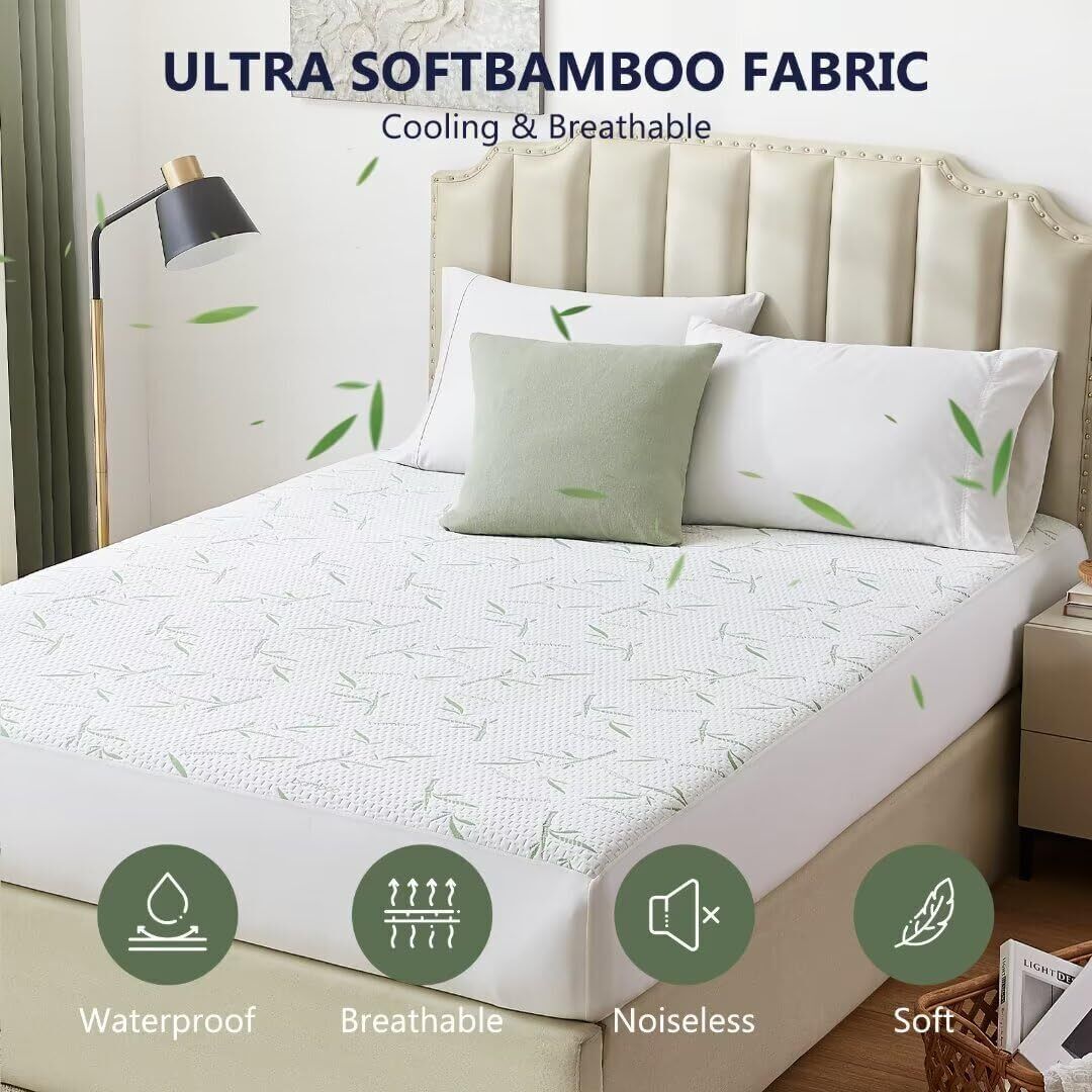 Bamboo Mattress Protector Hypoallergenic & Breathable Waterproof Mattress Cover