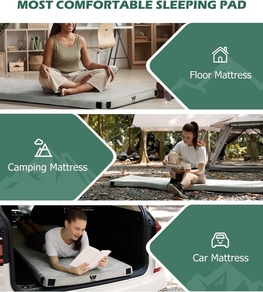 Portable Memory Foam Camping Mattress with 2 Covers