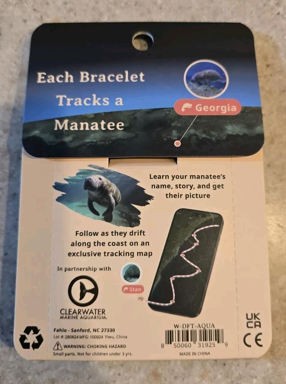 Fahlo Bracelet The Drift MANATEE AQUA Blue Tracking Stone w/ Tracking Card NEW