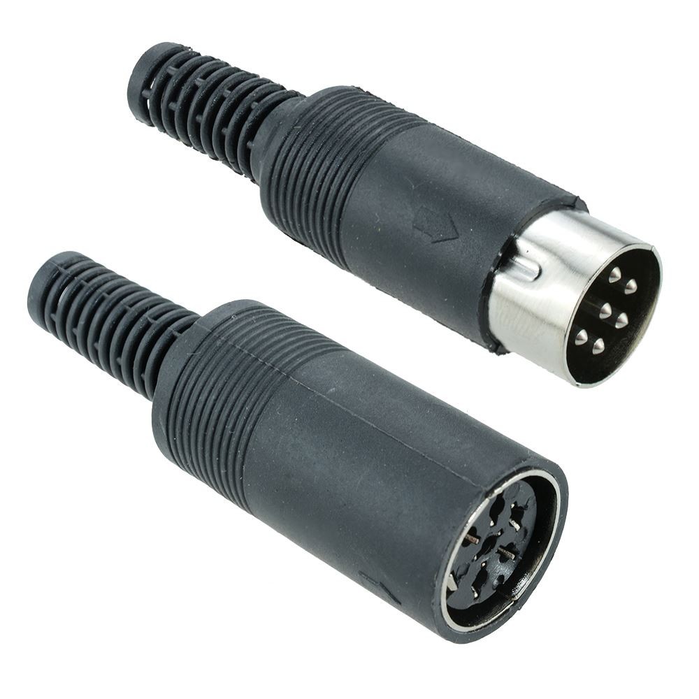 Pair 6-Pin DIN Plug + Socket Connector