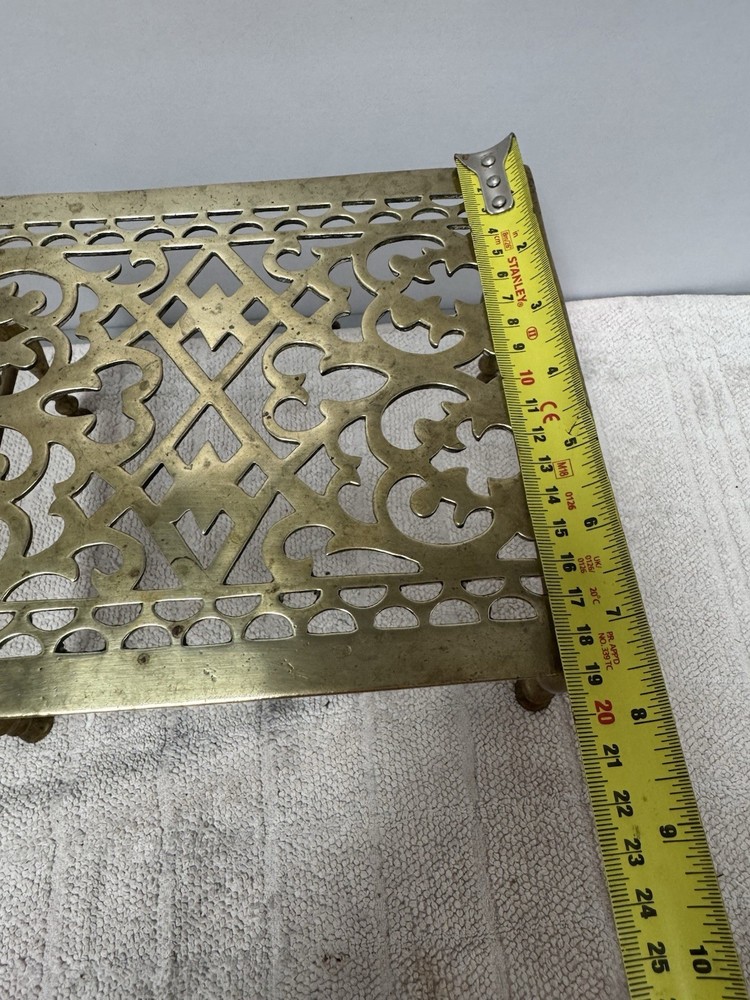Solid Brass Trivet Rectangular Fireside Pot Stand. 23x19x14cm