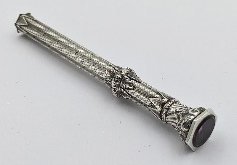 FINE VICTORIAN SOLID SILVER SEAL PROPELLING PENCIL c1880
