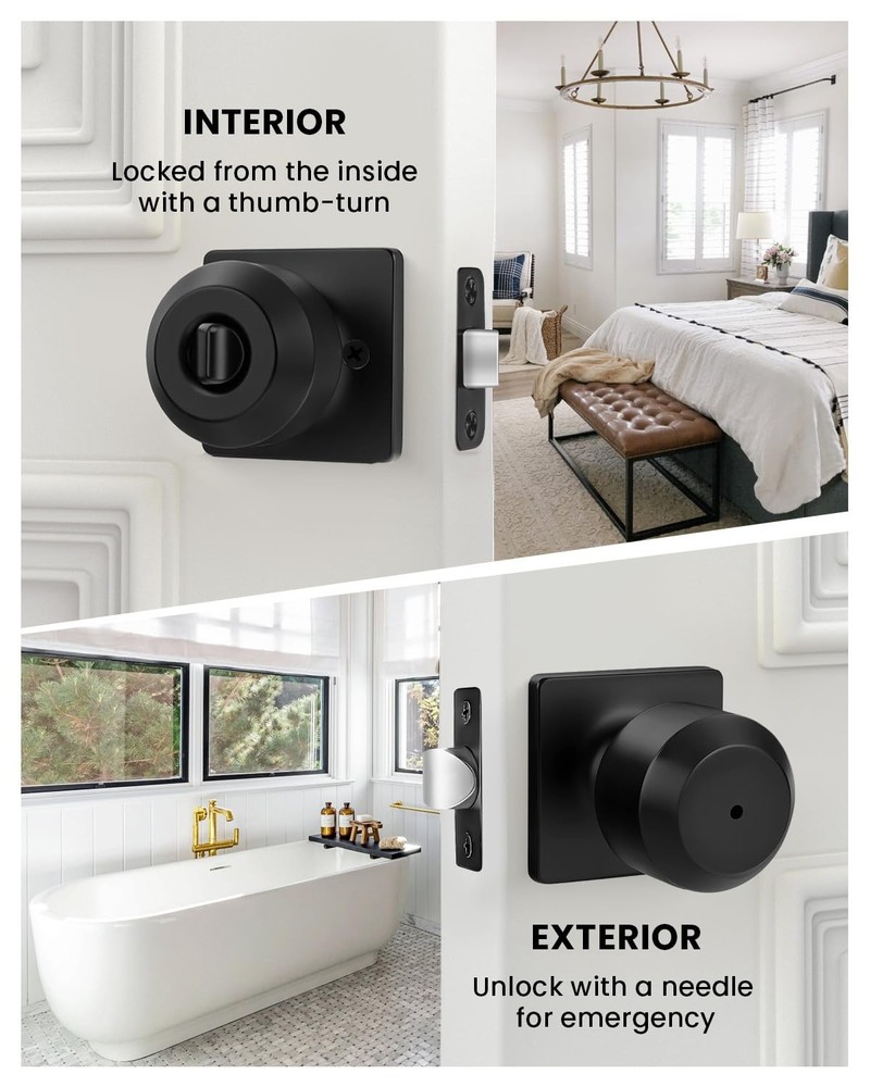Haidms 6 Pack Black Door Knobs Interior, Privacy Interior Privacy,