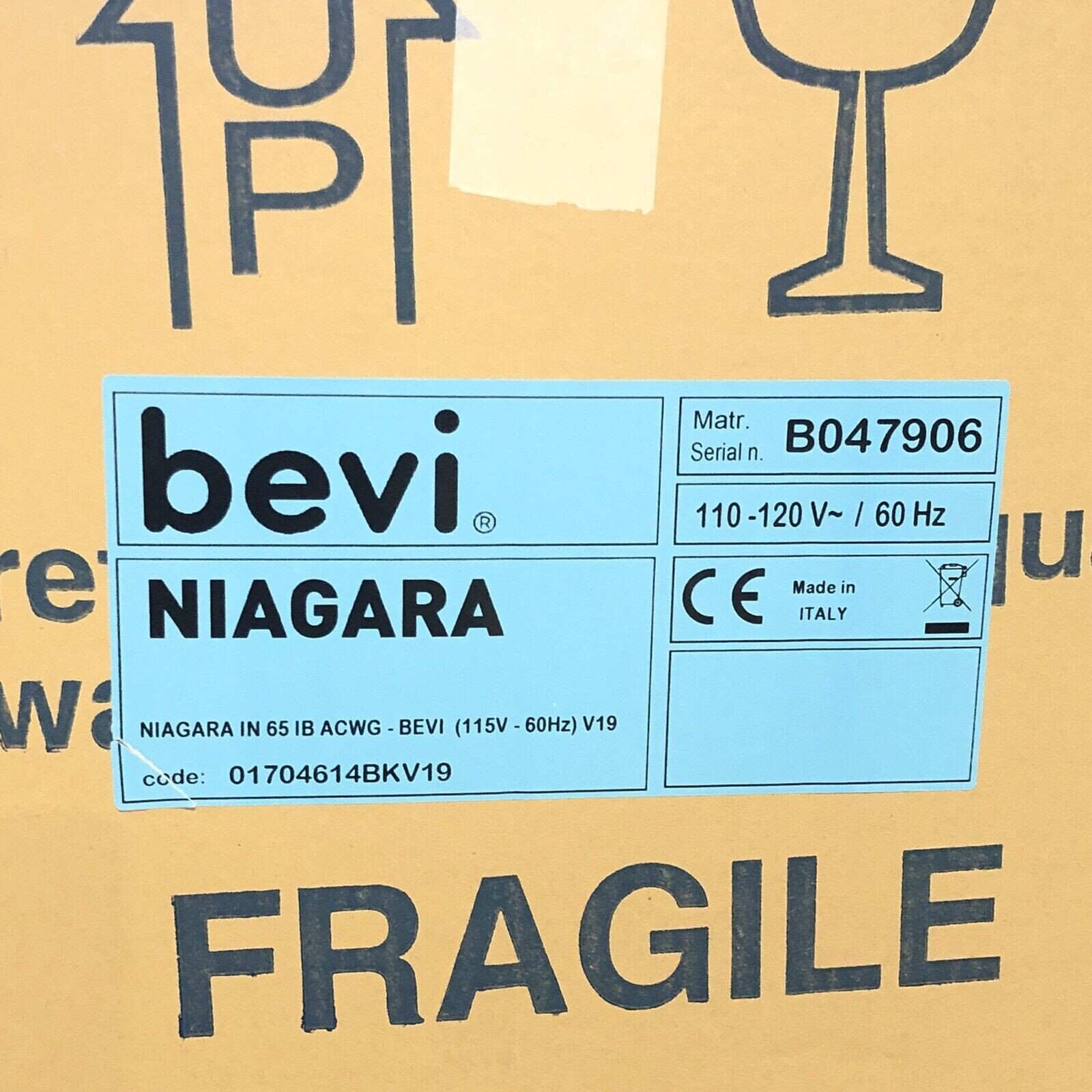 BEVI Niagara IN 65 IB ACWG Under Counter Chiller Only for Countertop Dispenser