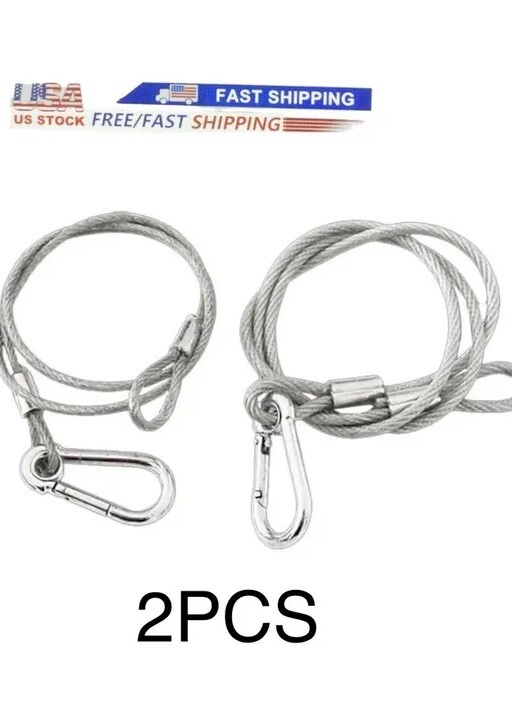 Stage Light Safety Cables 47”, Stainless Steel Security Cable.Multi Use/2PCS
