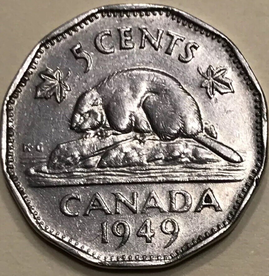 CANADA 5 Cents 1949 BEAVER COIN