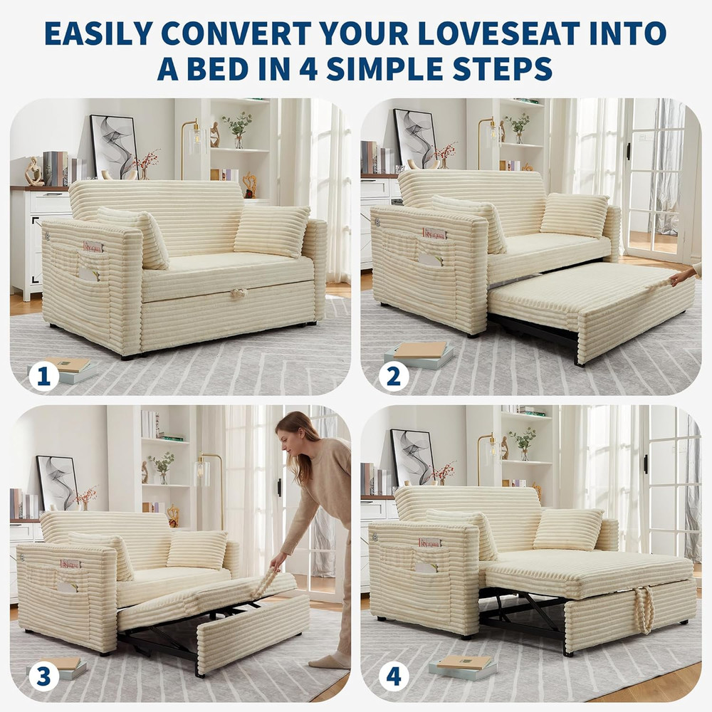 Loveseat Sleeper Sofa Bed with Charging Ports & Adjustable Backrest