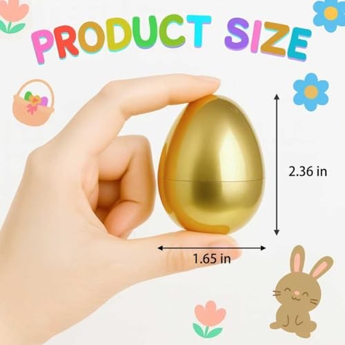 Golden Easter Eggs 30 Pack, 2.36'' Fillable Plastic Eggs for Easter Egg Hunt,