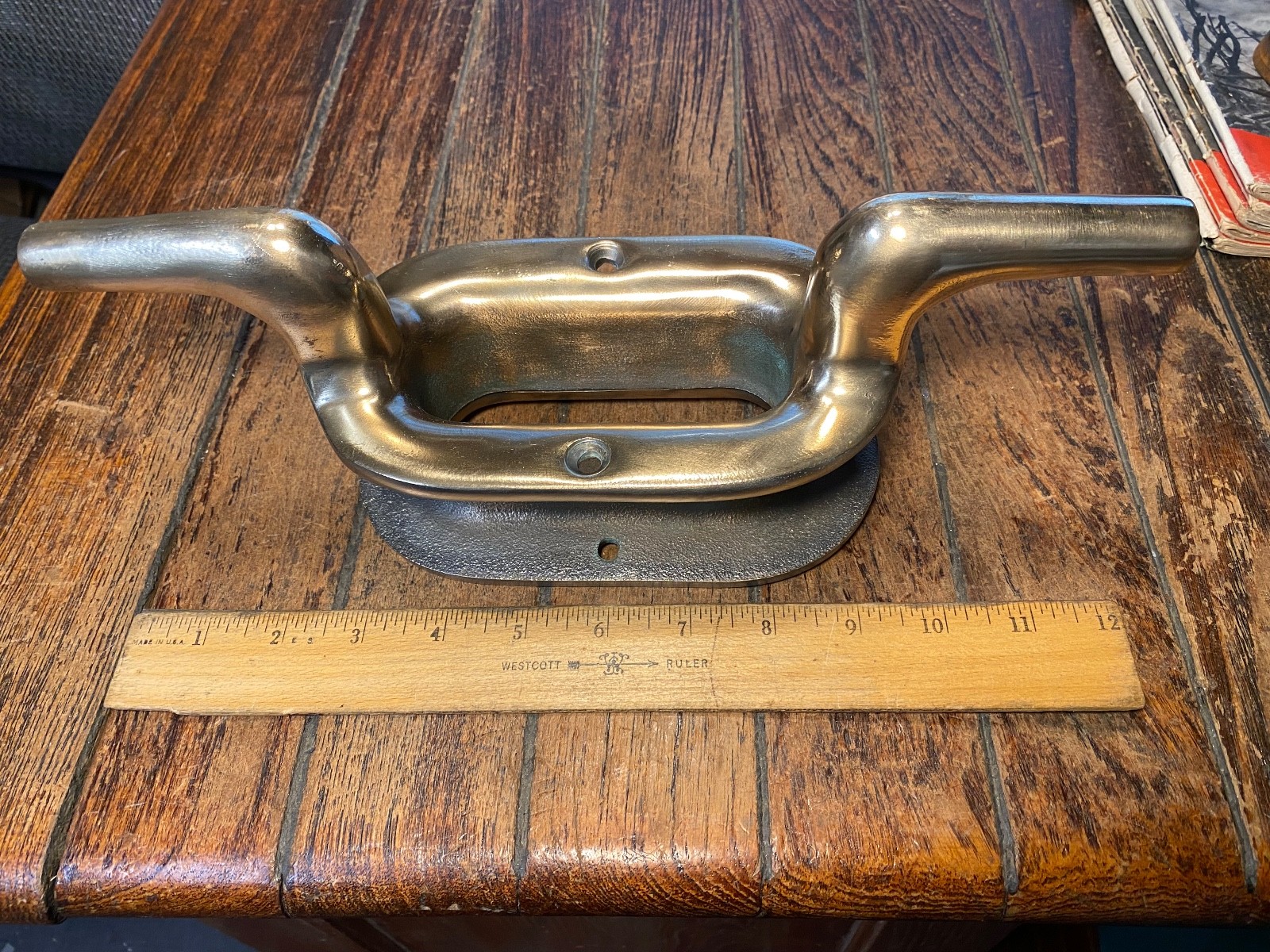 VINTAGE CAST POLISHED BRONZE COMBINATION CLEAT/HAWSE HOLE 12" LONG (2 avail)