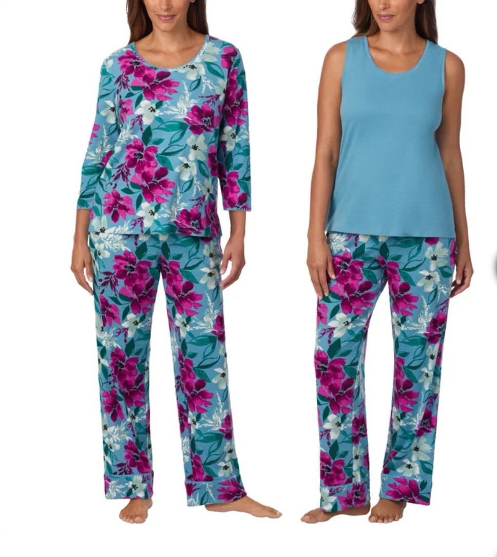 Carole Hochman Midnight Women's 3-PIECE Cotton PJ Set