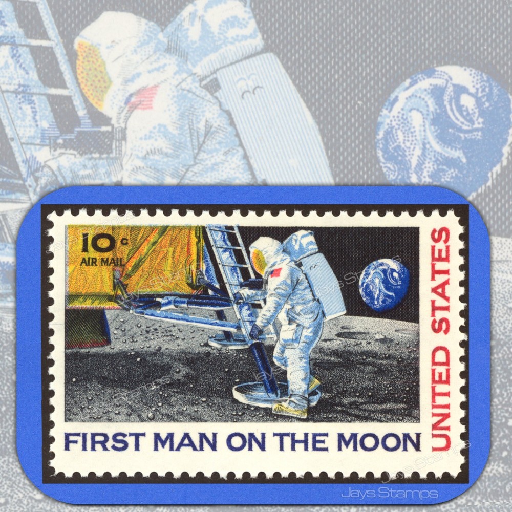 1969  FIRST MAN on the MOON  Air Mail  Single  -MINT-GENUINE-  Stamp   # C76
