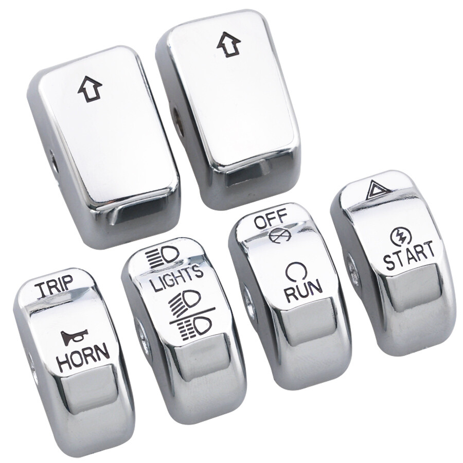 6pcs Chrome Hand Control Switch Housing Button Cap for Harley Softail 2012-2015