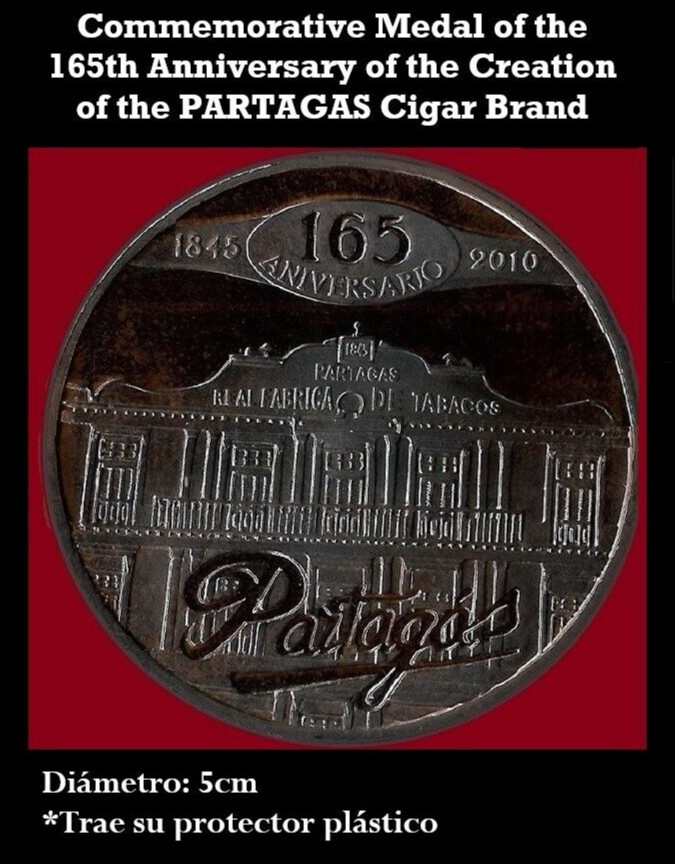 Medal for 165 years old of Cuban Cigar BRAND "PARTAGAS". Exonumia Havana Collect