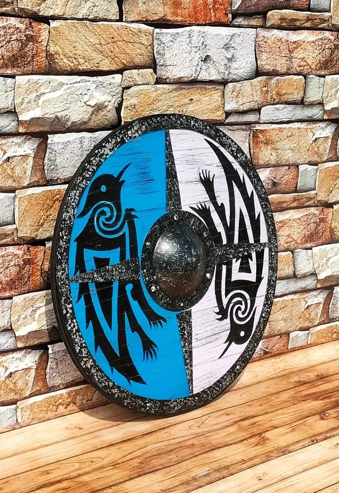 Medieval Authentic Raven Shield Battle worn Wooden Shield LARP Warrior Shield