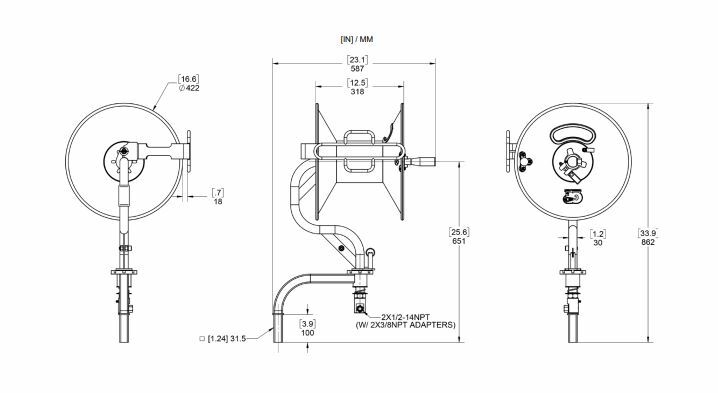 General Pump 3/8" x 200' 5000 PSI Pivot Pressure Washer Trailer Mount Hose Reel
