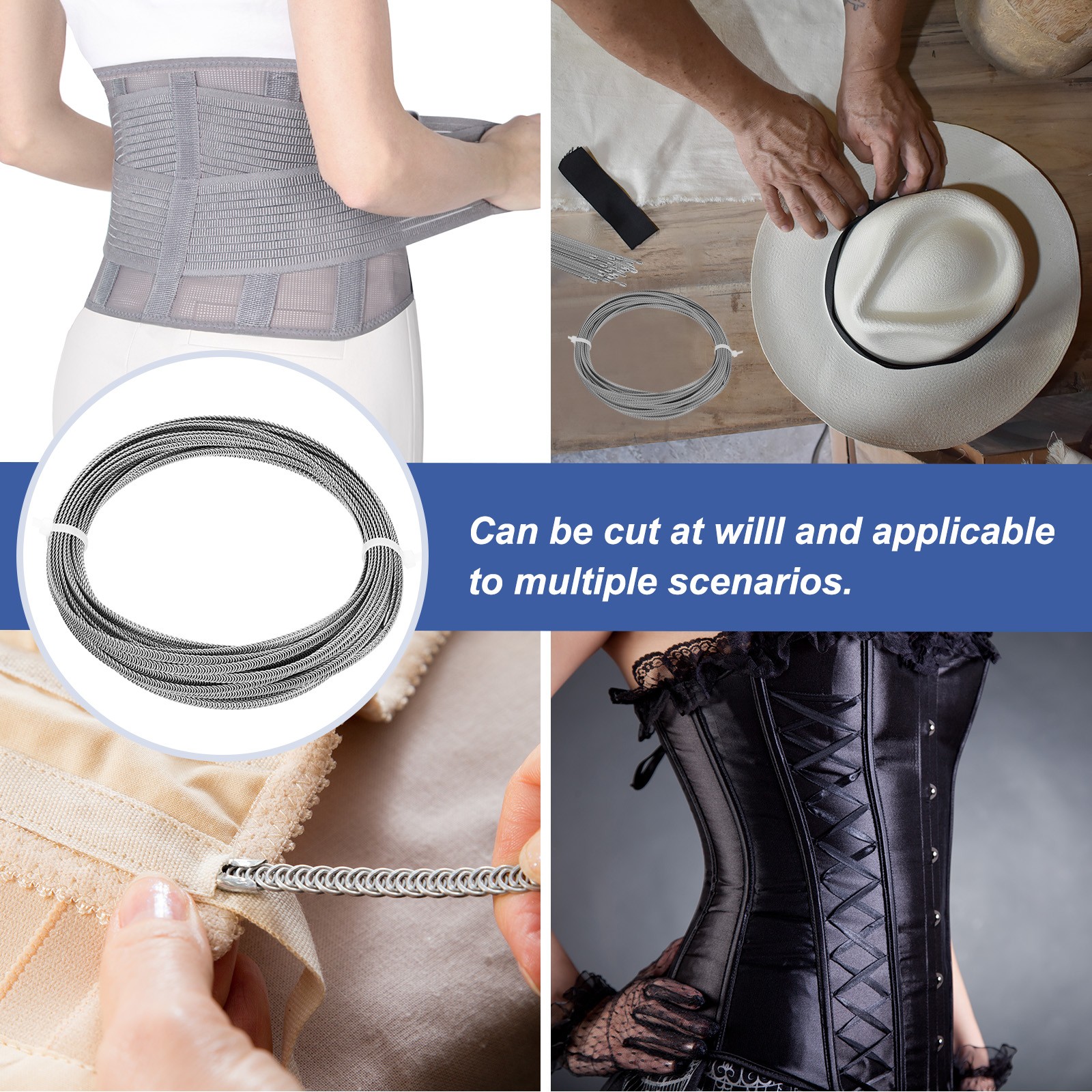 304 Stainless Spiral Steel Boning 33 Feet for Corset Making