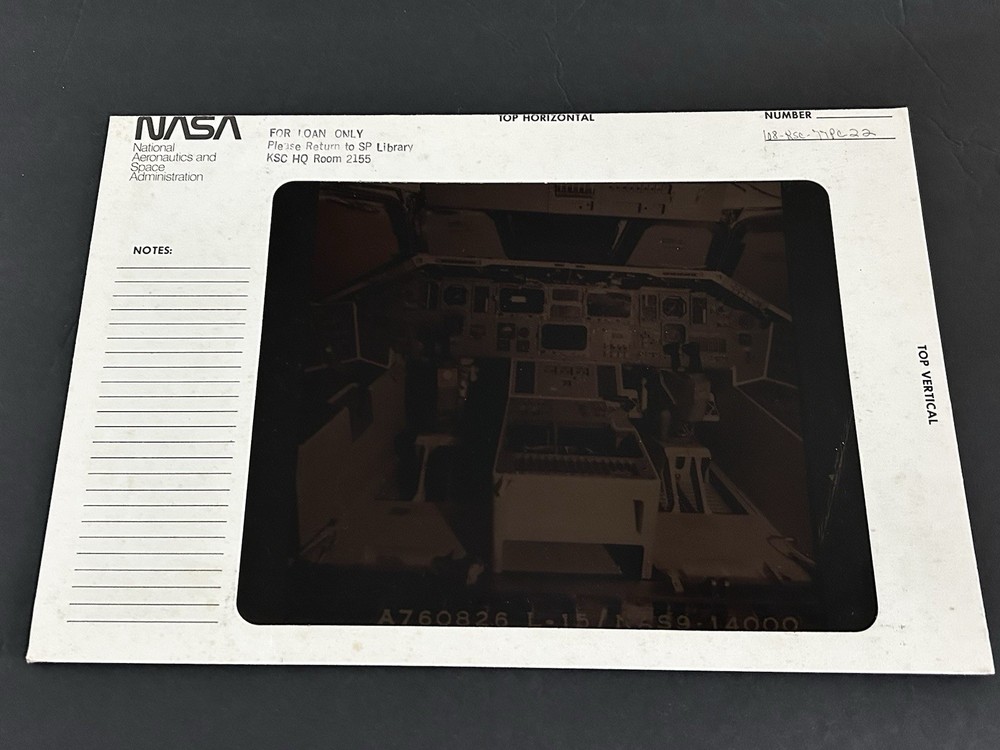 1977 NASA KSC Space Shuttle Orbiter Cockpit Controls Presentation Transparency