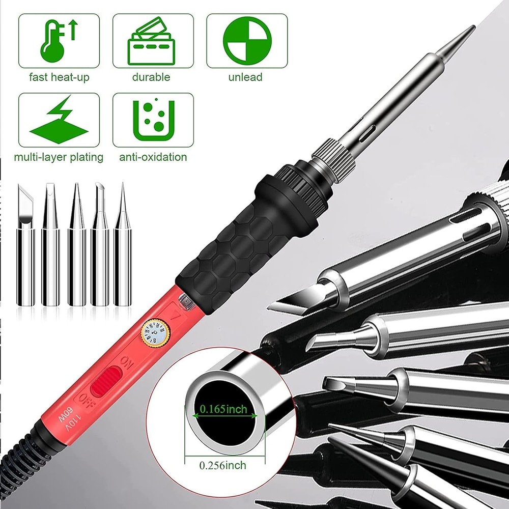 Versatile 5 PCS Replacement Solder Tips for 900M Iron – Adjustable & Durable