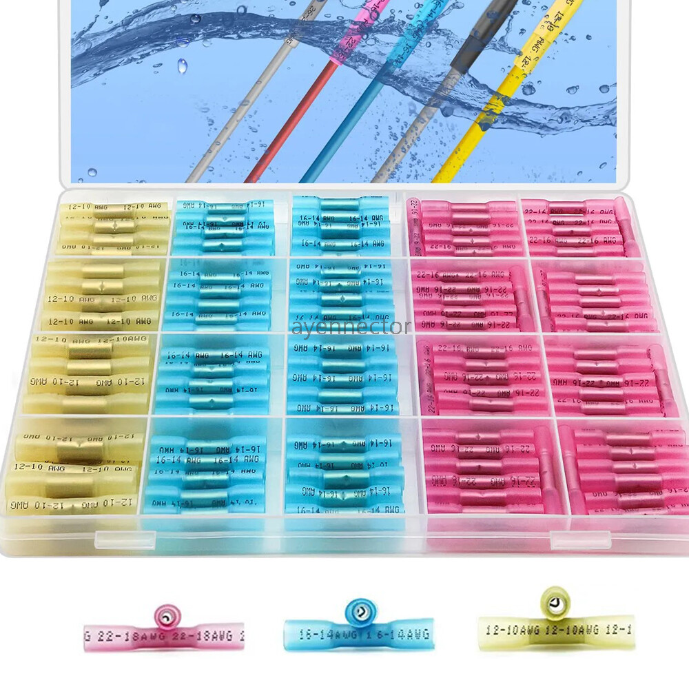 Waterproof Heat Shrink Butt Connectors Marine Crimp Wire Splice Terminals kit