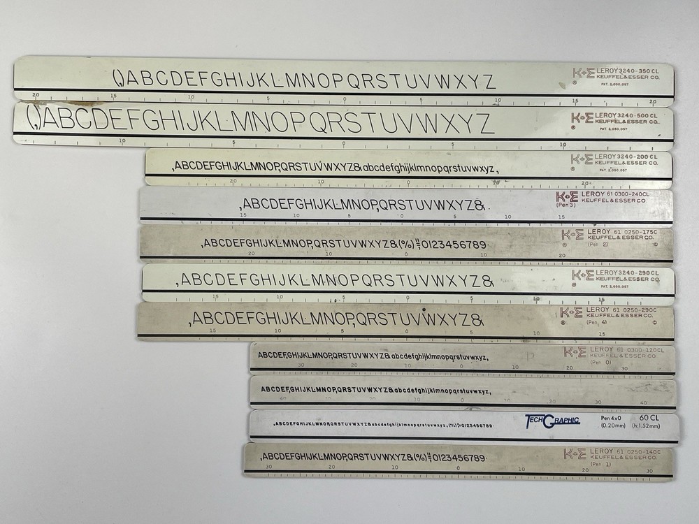 K&E Leroy Lettering *MIXED Set S18-2 Keuffel & Esser / Tech Graphics Drafting