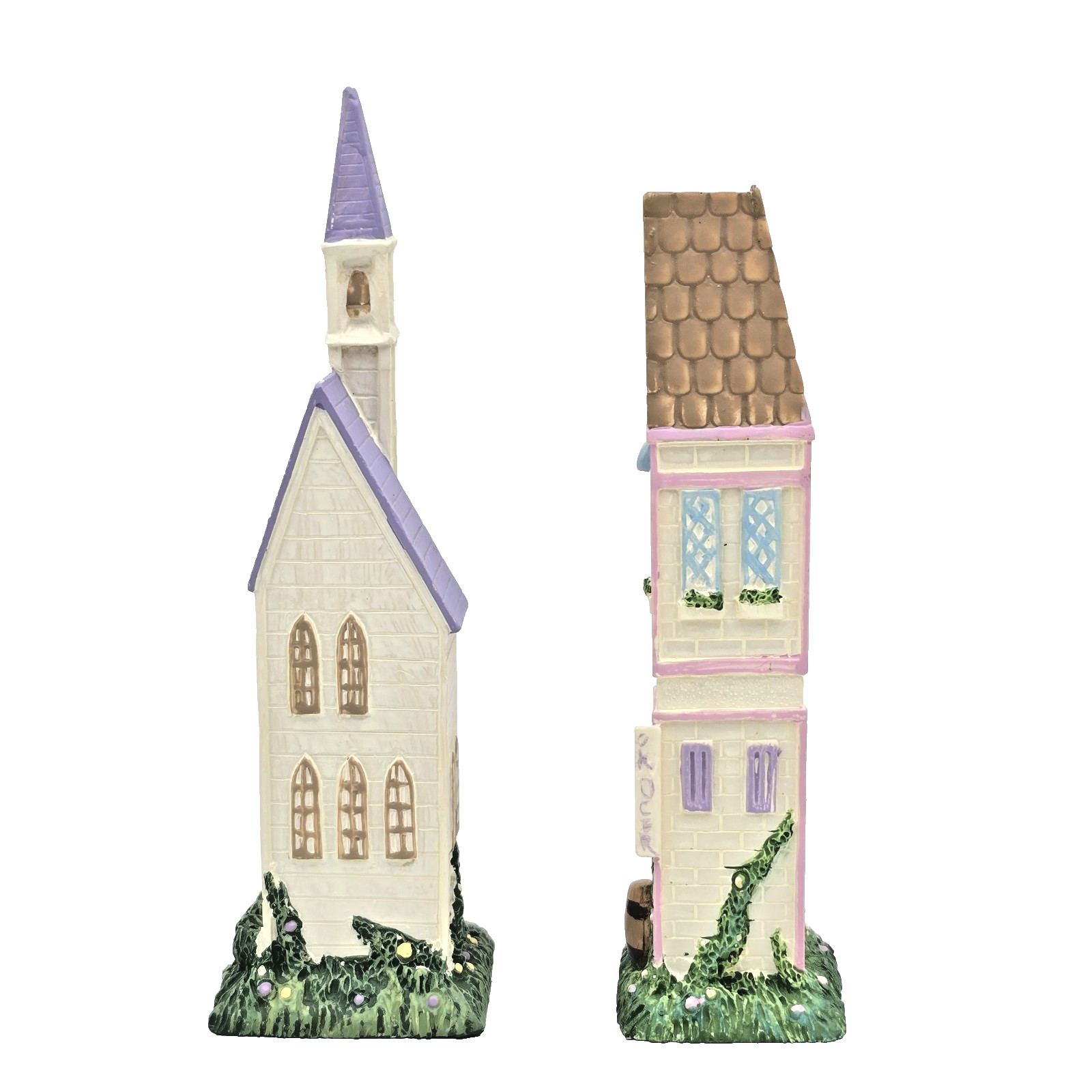 Vintage Easter Village Rabbit Bunny Houses Trees Decor Set of 12