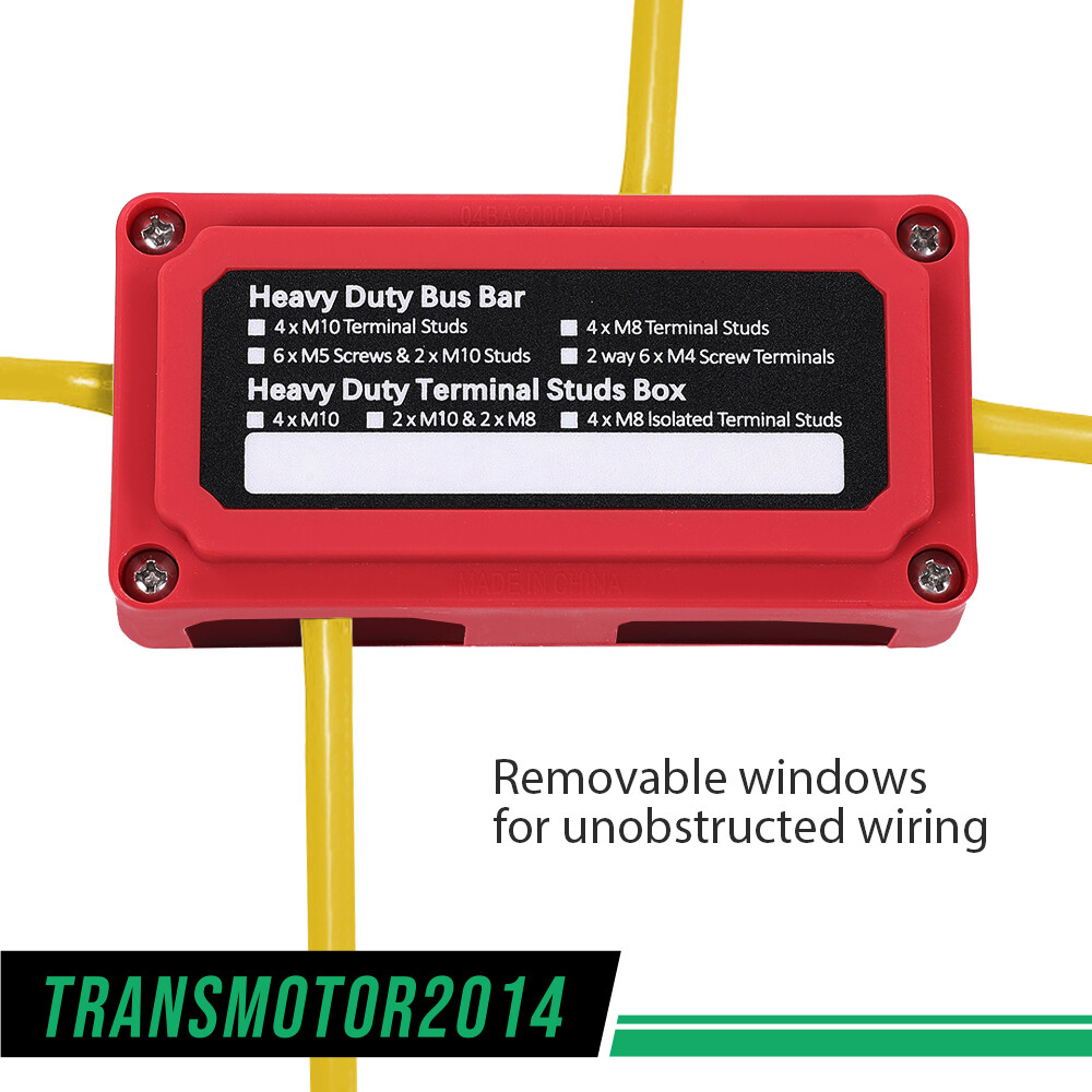 12V Terminal Ground Power Distribution Junction Block Kit Heavy Duty Bus Bar Red