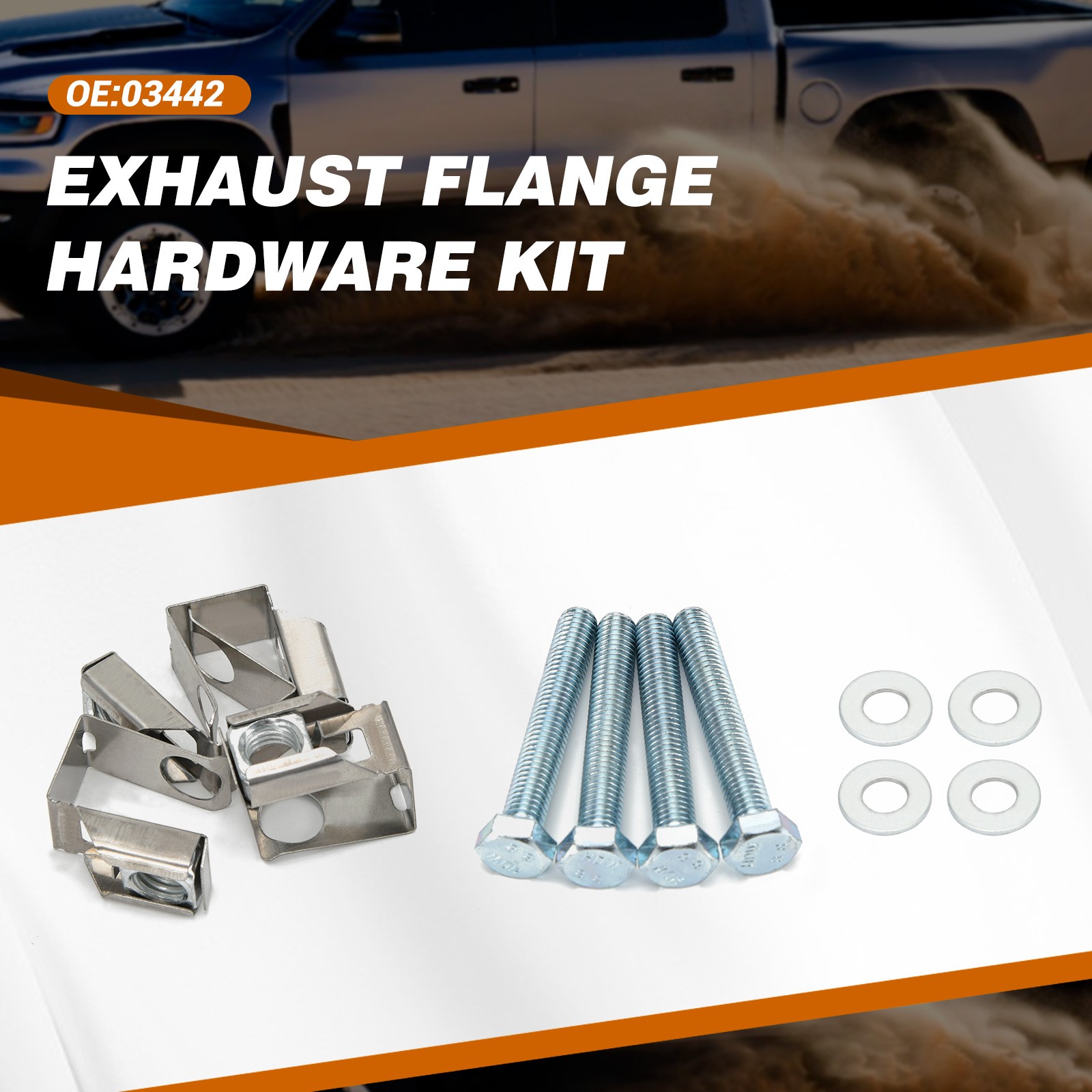 4 Pack Exhaust Manifold Flange Bolts & Nuts For Jeep Wrangler Dodge Durango Ram