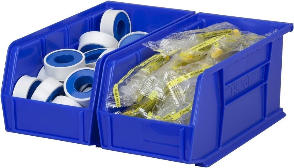 AkroBins 30230 Plastic Storage Bins 12-Pack Stackable Organizer Blue