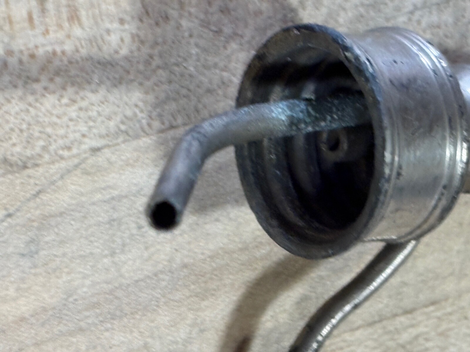 Antique Surgical instrument, screw attachment for bottle with two metal tubes