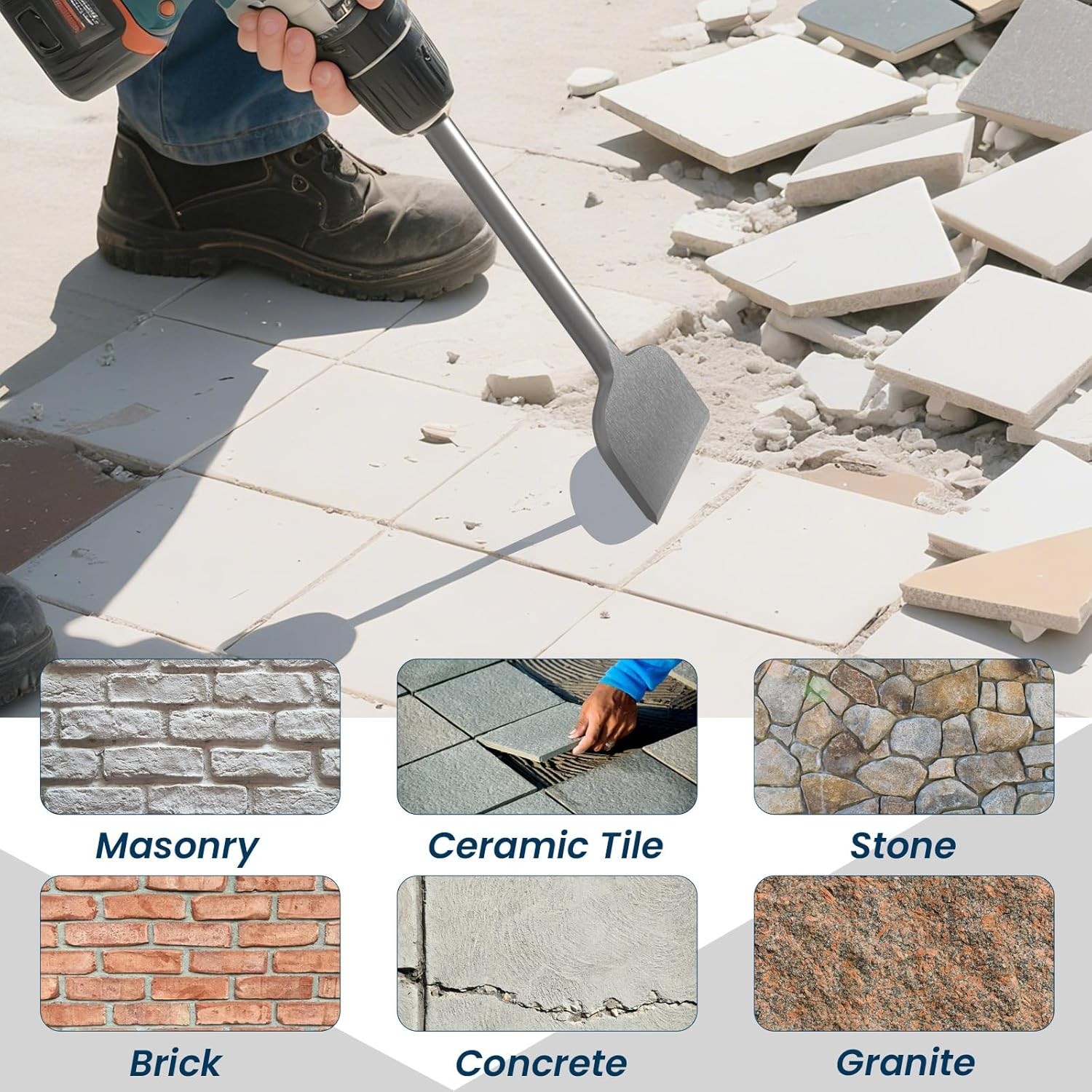 TOOVEM 3 Inch SDS Plus Chisel for SDS Plus Rotary Hammer Drill Tile Removal