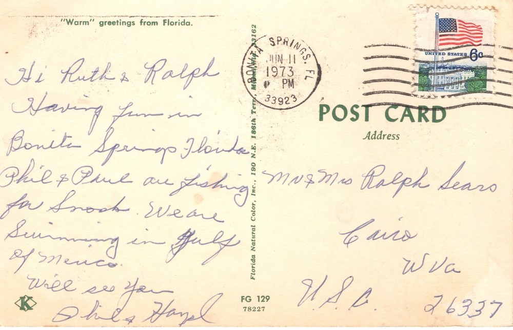 "WARM" GREETINGS FROM FLORIDA - PC6108