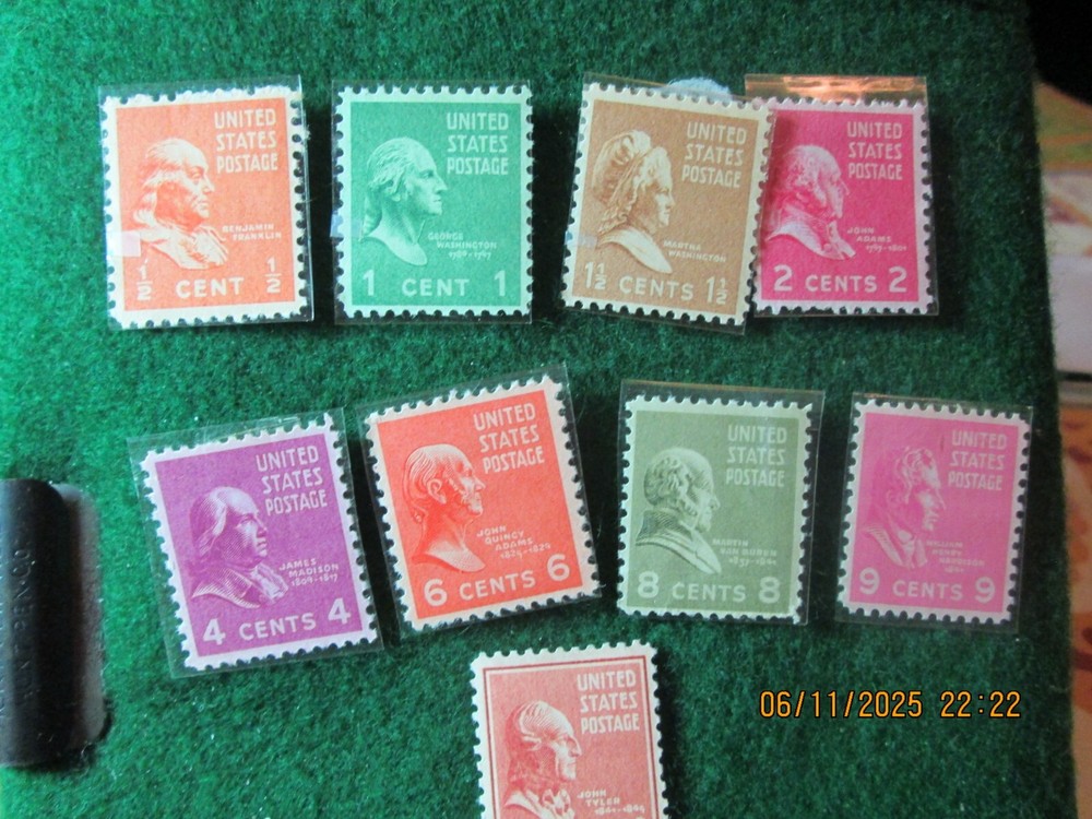 NINE [9] PRESIDENTAL ISSUE STAMPS. MNH.