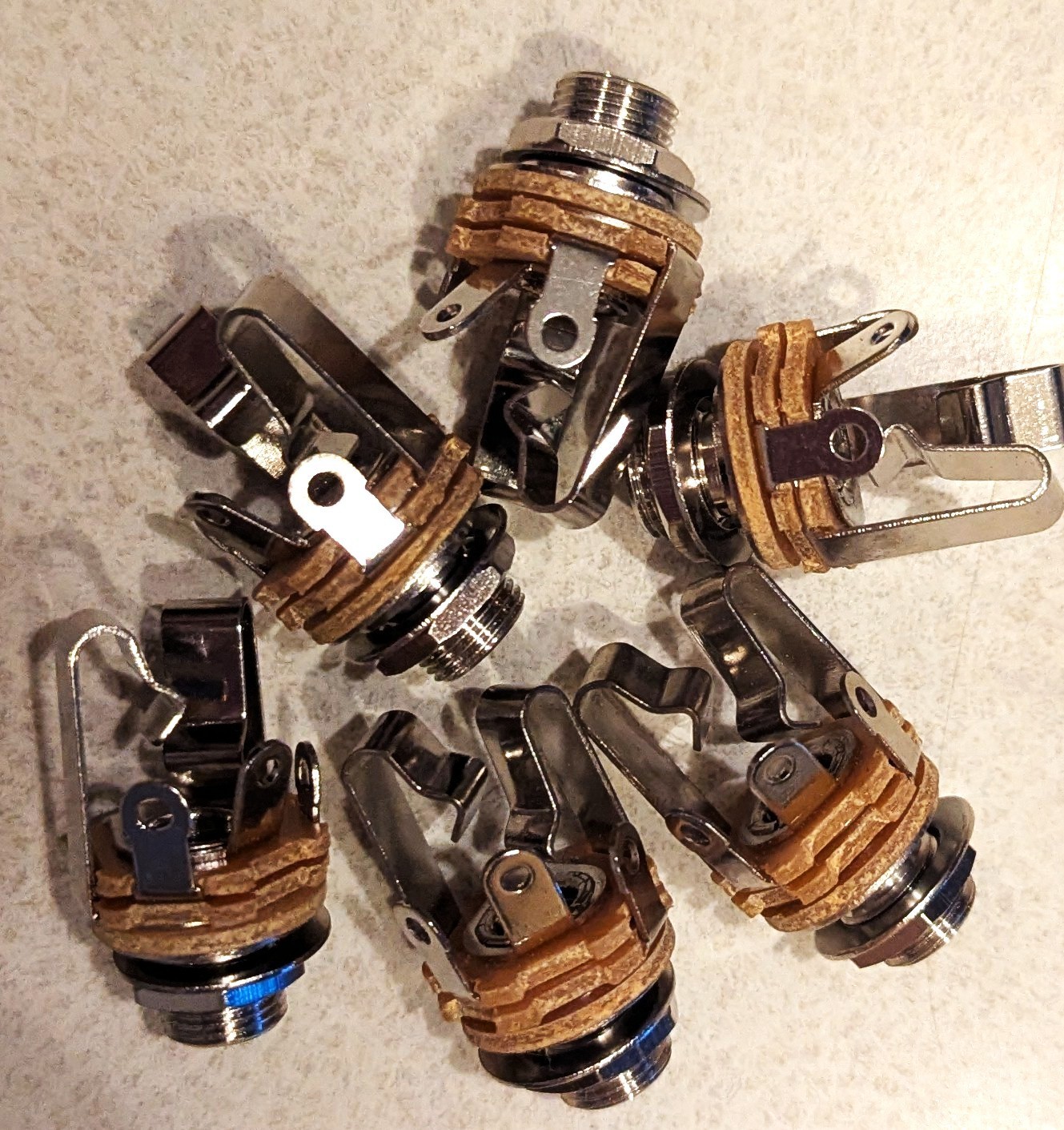 6 pcs.  (1/4inch) Female Stereo socket Panel Mount Jacks, 6.35F-TRS High Quality