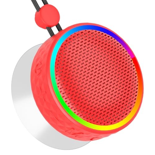 Bluetooth Shower Speaker, Portable Wireless Speaker Suction Cup, Bluetooth Red