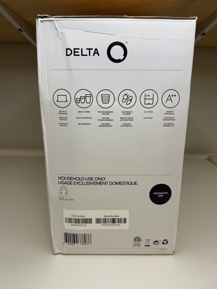 Delta Q Quick Espresso Machine Capsule Brewer Anthracite