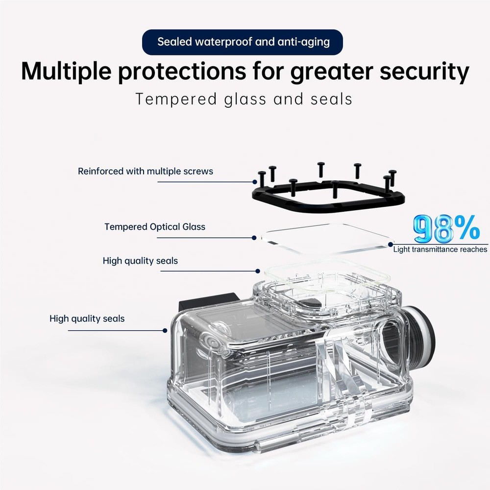 Waterproof Case, Underwater Case, Diving Case Protective Compatible for Gopro He