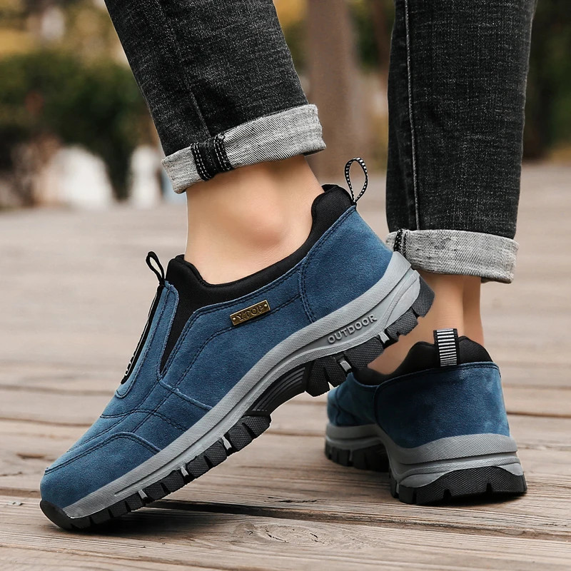 Men's Slip-On Walking SneakersHiking Orthopedic Slip-On Wide Trail Shoes