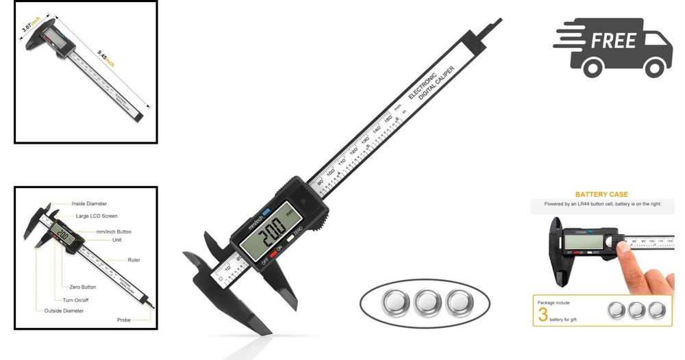 Digital Caliper 6 Inch LCD Screen Measure Tool Inch Millimeter Conversion