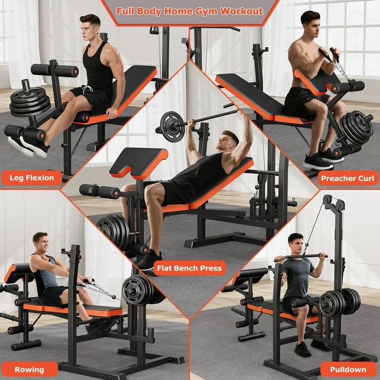 800lbs 10-in-1 Multi-Function Adjustable Weight Bench Press Set See Details New