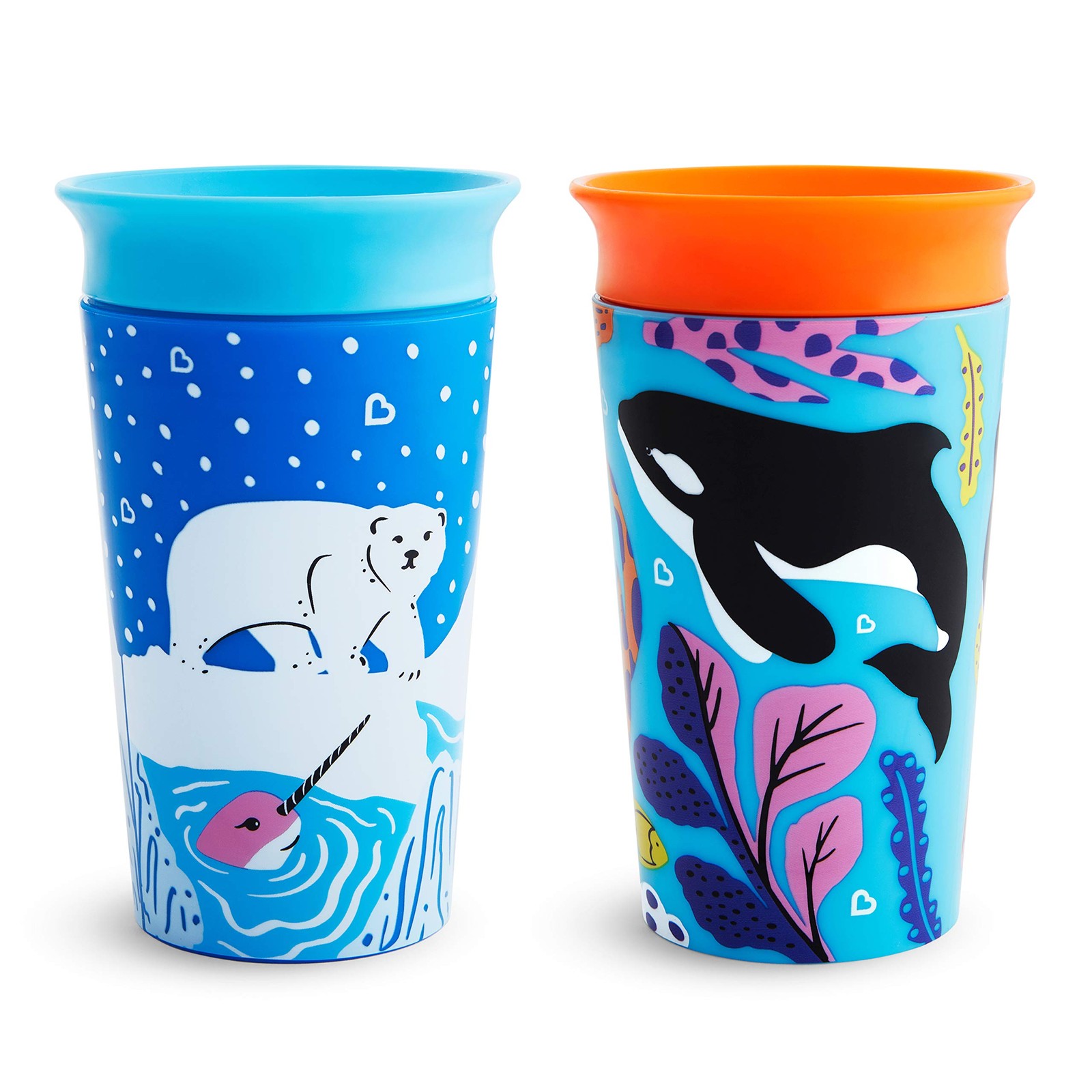 Munchkin® Miracle® 360 WildLove Sippy Cup, 9 Ounce, 2 Pack, Polar Bear/Orca