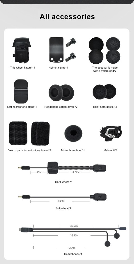 5.1 Bluetooth Motorcycle Intercom Camera 6 Riders Wireless Helmet Headset 2K FM