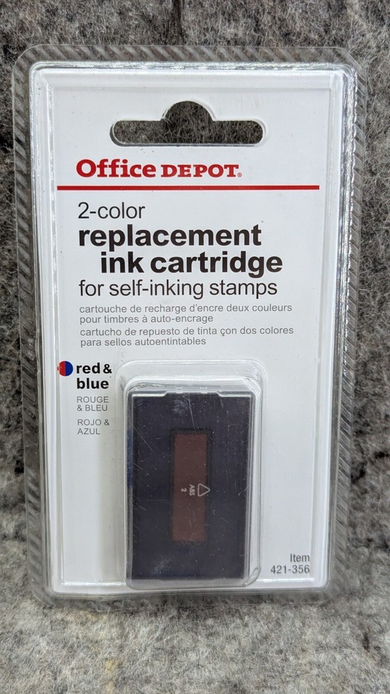 Office Depot Self-inking Stamp Replacement Pad, Blue/Red Ink