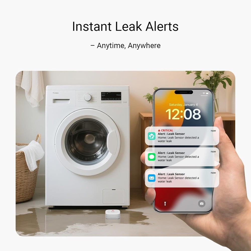 Wireless Water Leak Detection System, Hub Included