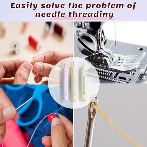 Pack Needle Threader, 2025 Upgraded Plug-in 2 in 1 Needle Threader Seam 3