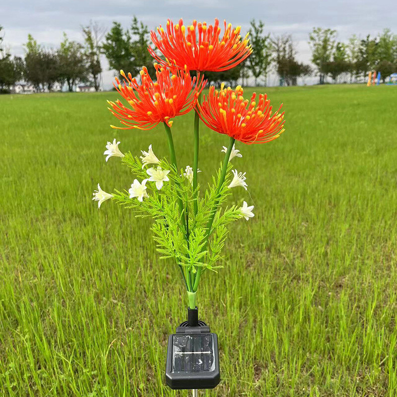 Solar Garden Lights Flower Outdoor Waterproof LED Flower Stake Lamp Yard Red