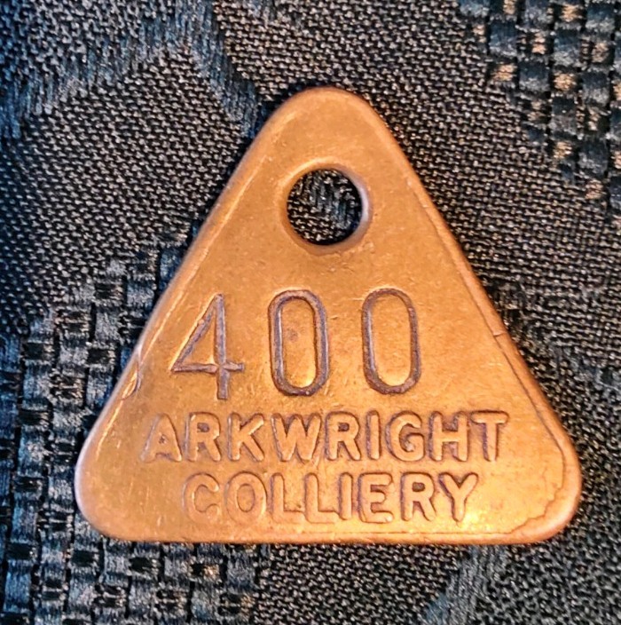 Arkwright Colliery Pit Check Tally Token marked Arkwright Colliery 400