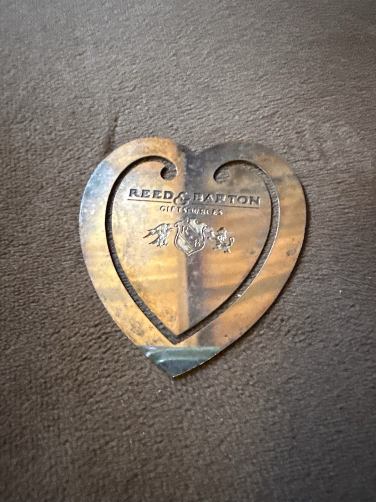 Vintage Reed & Barton Silver plated metal Heart shaped Bookmark
